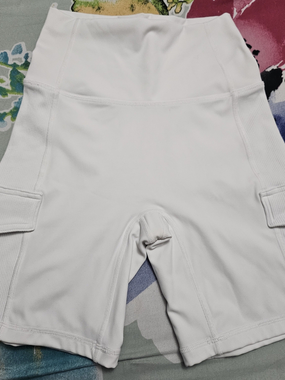 aerie White High-Rise Bike Shorts with Side Pockets
